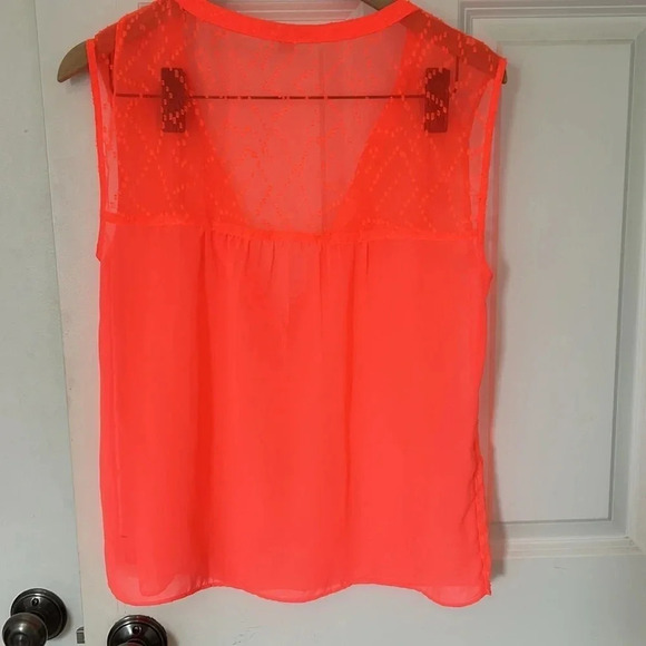 American Eagle Outfitters Neon Orange shirt, size medium sleeveless Blouse - Picture 4 of 4